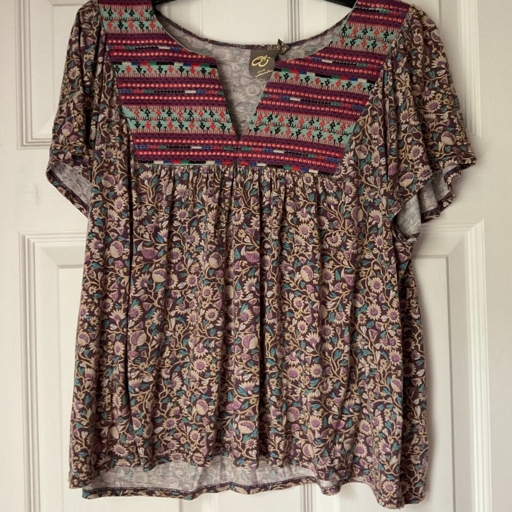 Anthropologie Abouet Embroidered Top